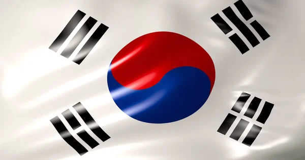 South Korea Waving Silk Flag Wind Illustration Seoul — Stock Photo, Image