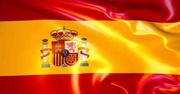 Spanyol Selyem Zászló Integetett Szél Illusztráció Madrid — Stock Fotó