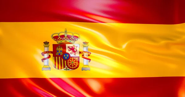 Bandeira Seda Espanhola Acenando Vento Ilustração Madrid — Fotografia de Stock