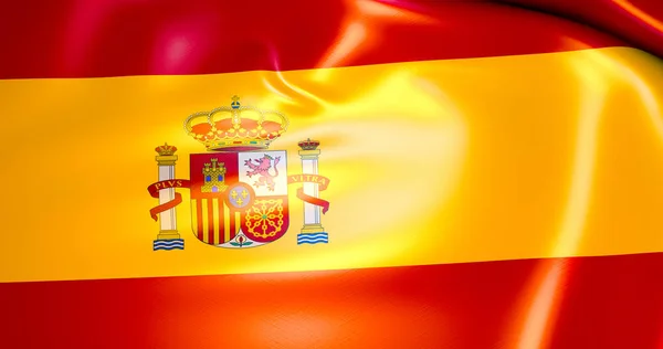 Bandeira Seda Espanhola Acenando Vento Ilustração Madrid — Fotografia de Stock