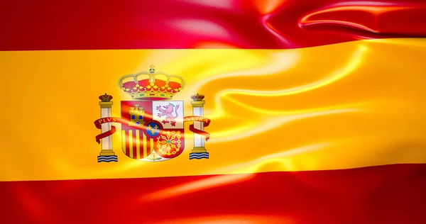 Bandiera Seta Spagnola Sventola Nel Vento Illustrazione Madrid — Foto Stock
