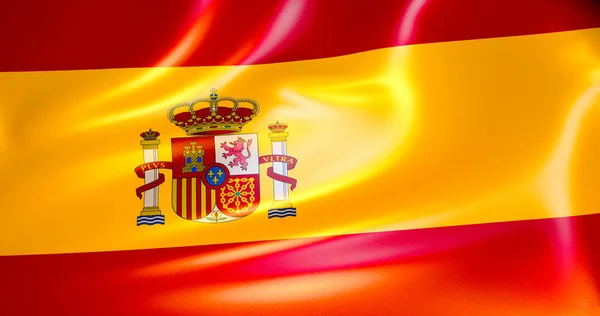 Spanyol Selyem Zászló Integetett Szél Illusztráció Madrid — Stock Fotó
