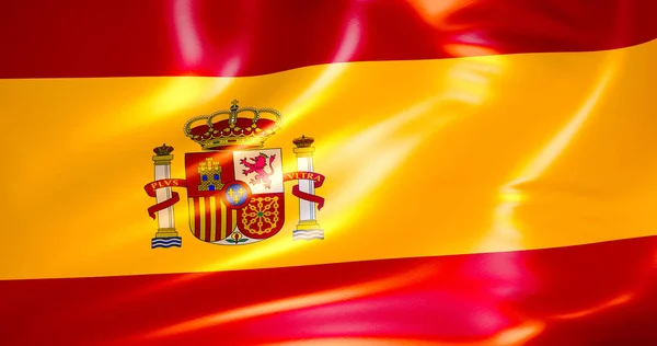 Ισπανικά Μετάξι Σημαία Που Κυματίζει Στον Αέρα Απεικόνιση Μαδρίτη — Φωτογραφία Αρχείου