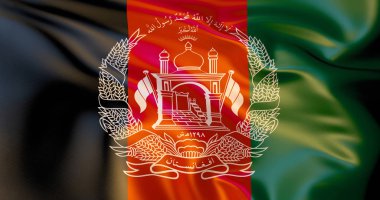 Afganistan bayrağı rüzgarda. 3D çizim. Kabil