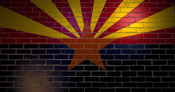 Arizona Vlag Geschilderd Bakstenen Muur Illustratie Phoenix — Stockfoto