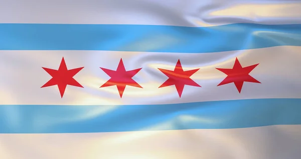 Chicago flagga i vinden. 3D illustration — Stockfoto