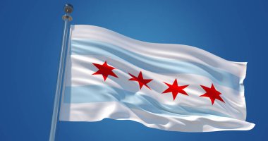 Chicago bayrak Rüzgar, 3d çizim