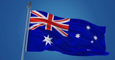 Avustralya bayrağı rüzgarda, 3d çizim