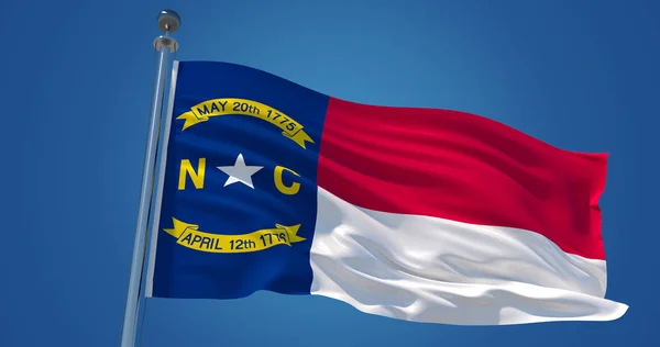 Bandeira da Carolina do Norte ao vento, ilustração 3d — Fotografia de Stock