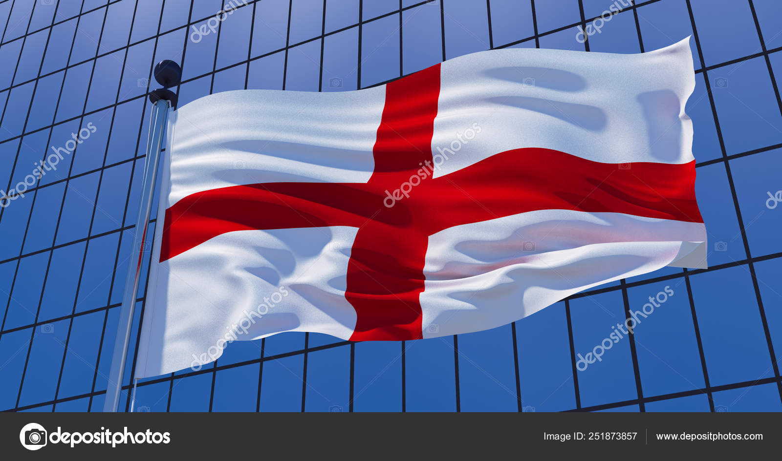 Drapeau D Angleterre Sur Fond De Batiment Gratte Ciel Illustration 3d Image Libre De Droit Par Maksymkapliuk C