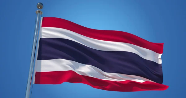 Флаг Таиланда на ветру против ясного голубого неба, 3d иллюстрации — стоковое фото