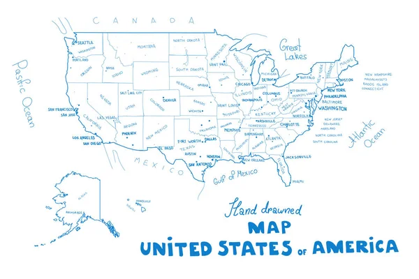 USA kaart vector. Hand getekende vector illustratie van de Verenigde staat — Stockvector
