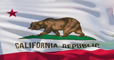 California bayrak, 3d gerçekçi illüstrasyon