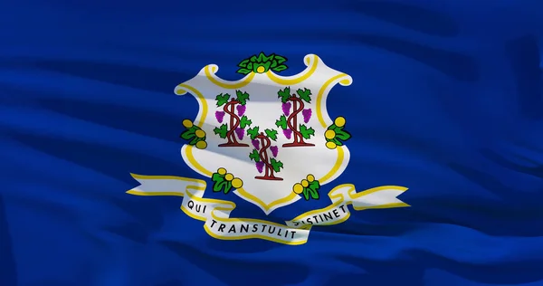 Connecticut drapeau sur la texture du tissu, 3d illustration réaliste co — Photo