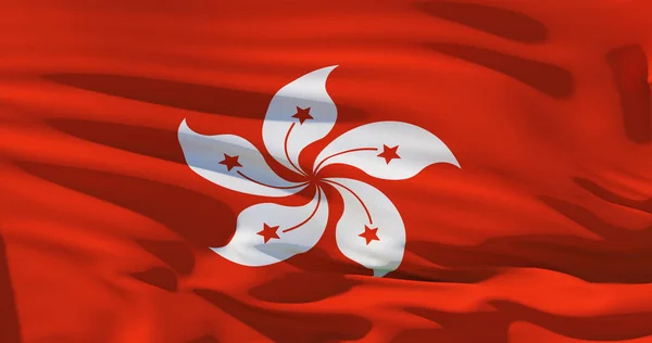 Hong Kong flag on silk texture background. High quality 3d illus — Stock Photo, Image