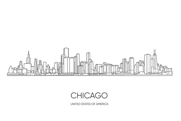 El horizonte de Chicago. Ilustración vectorial — Vector de stock
