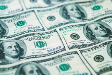 Closeup Amerikan doları banknotlar arka plan. Bize 100 dolar pa