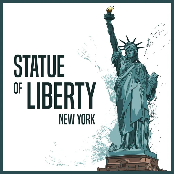 Άγαλμα της ελευθερίας, Νέα Υόρκη, Ηνωμένες Πολιτείες της Αμερικής. Διάνυσμα — Διανυσματικό Αρχείο