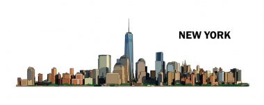 New York silueti, vektör renkli illüstrasyon