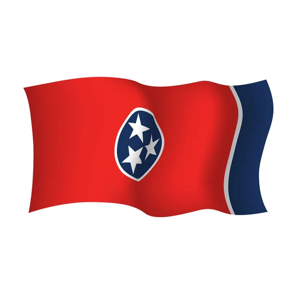 Bandera estatal de Tennessee ondeando. Ilustración vectorial de Tennessee — Archivo Imágenes Vectoriales