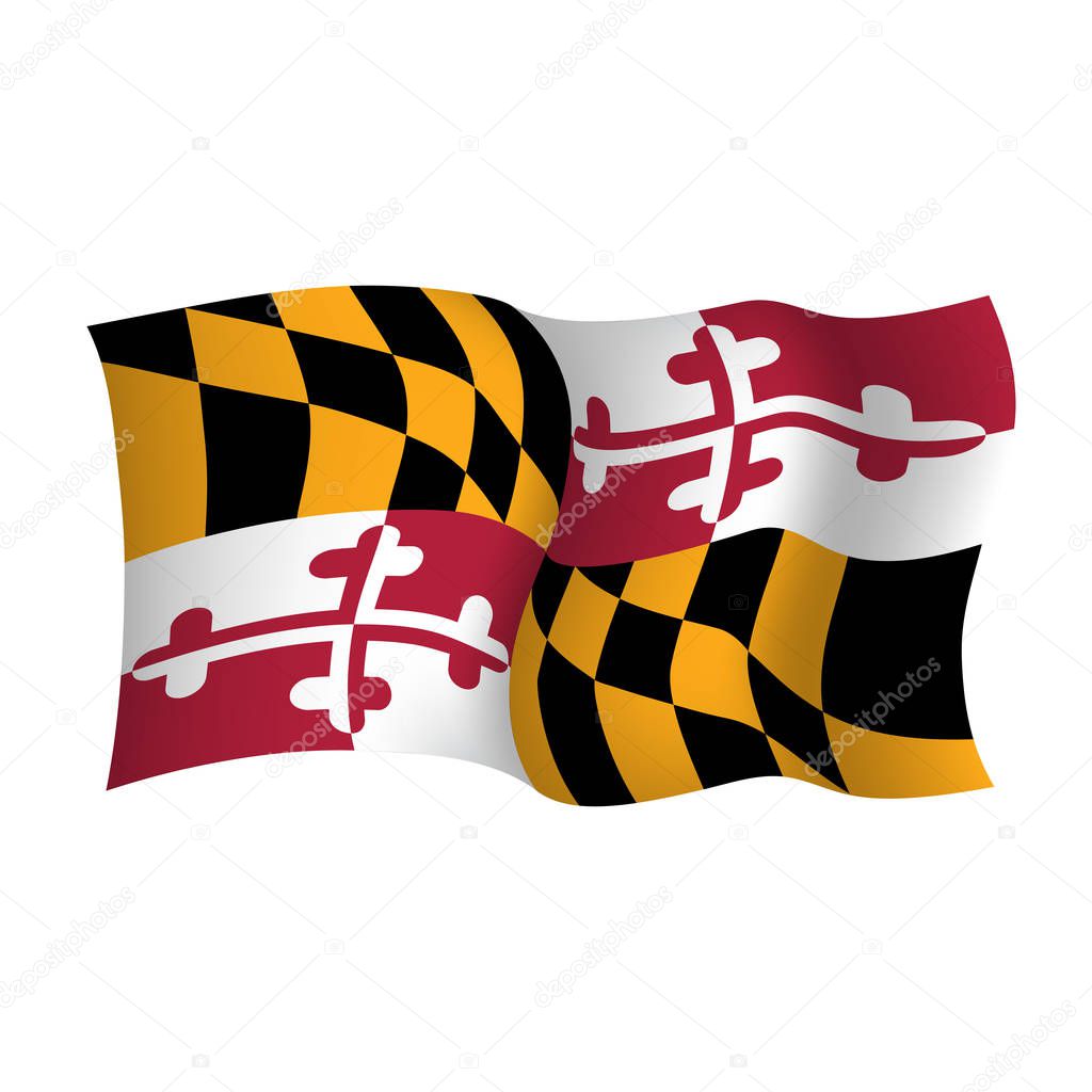 Maryland vector waving flag. USA state symbol. Vector illustrati