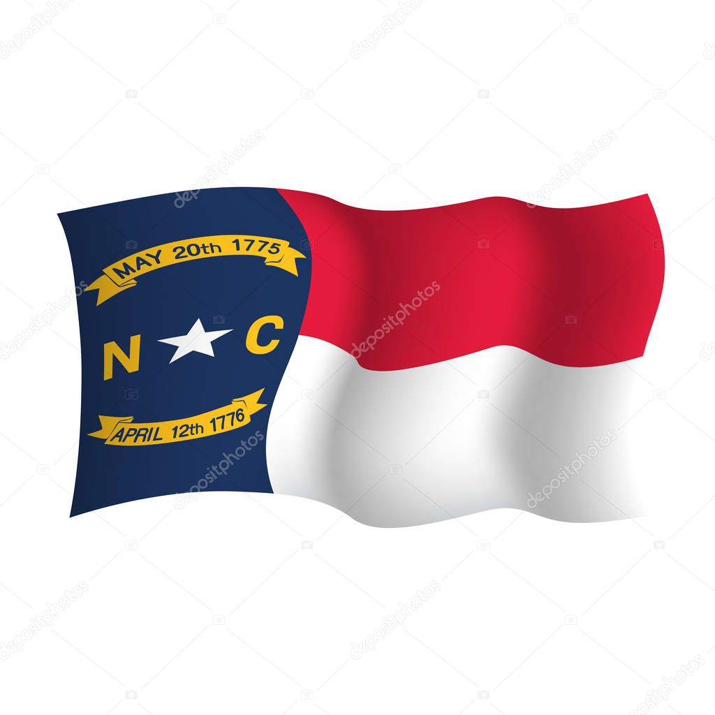 North Carolina waving vector flag. Vector illustration. USA