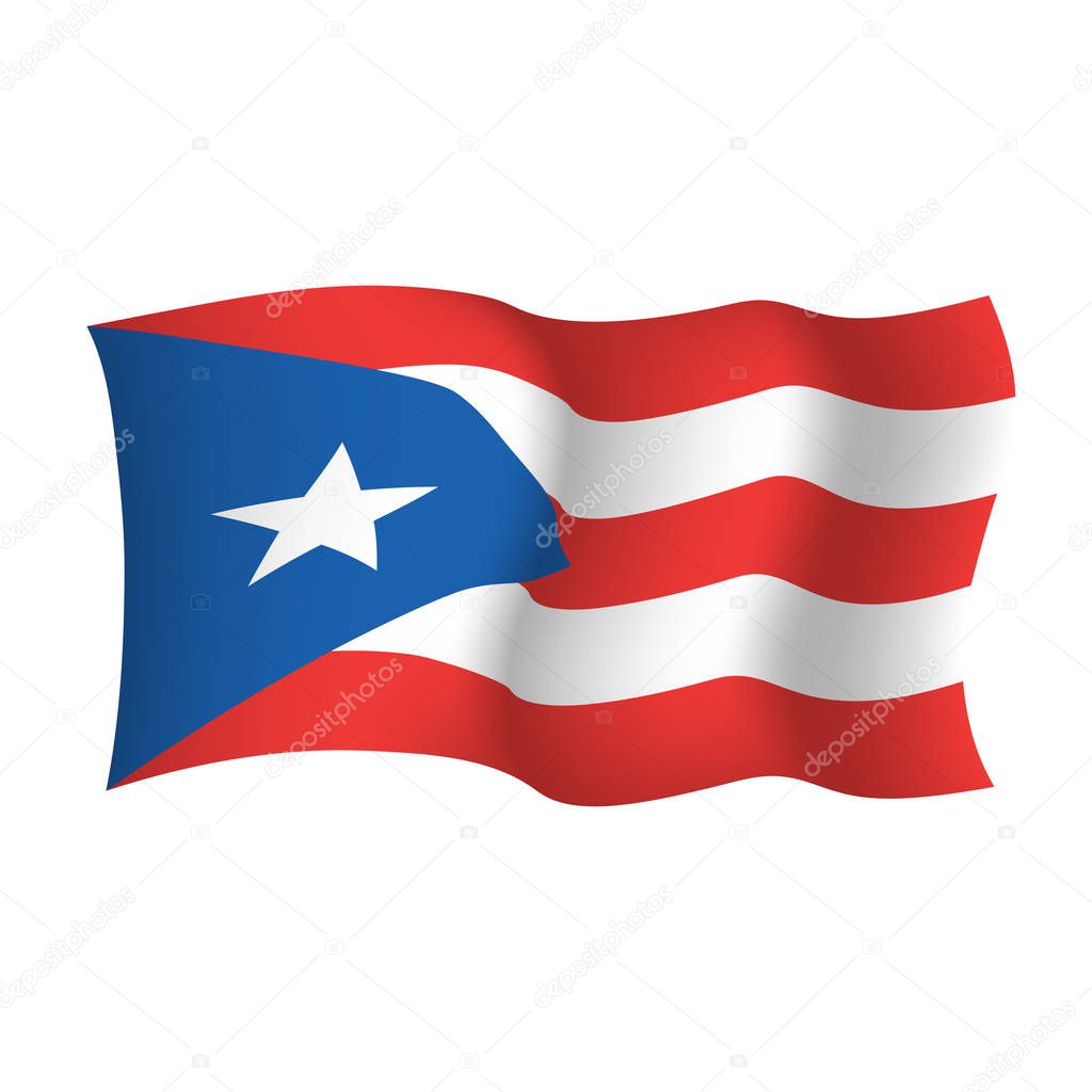 Waving vector flag of Puerto Rico. Commonwealth of Puerto Rico 