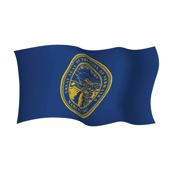 Nebraska waving vector flag. Vector illustration. United States — Stock Vector