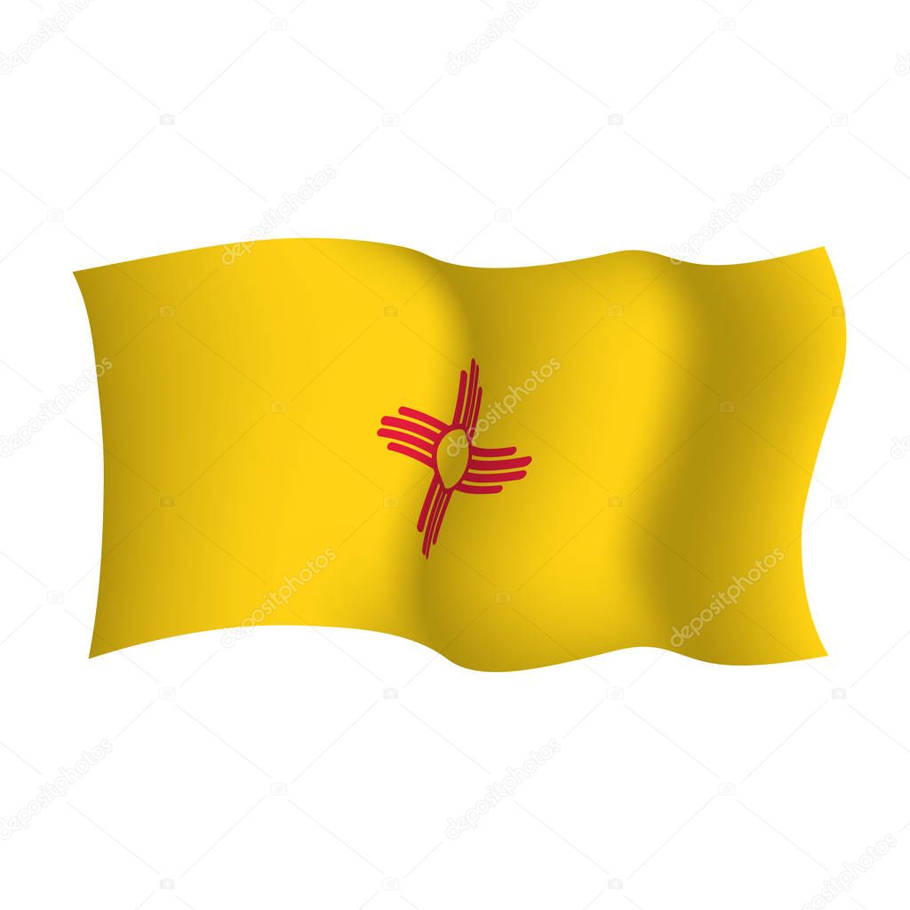 New Mexico waving  vector flag. Vector illustration. United Stat