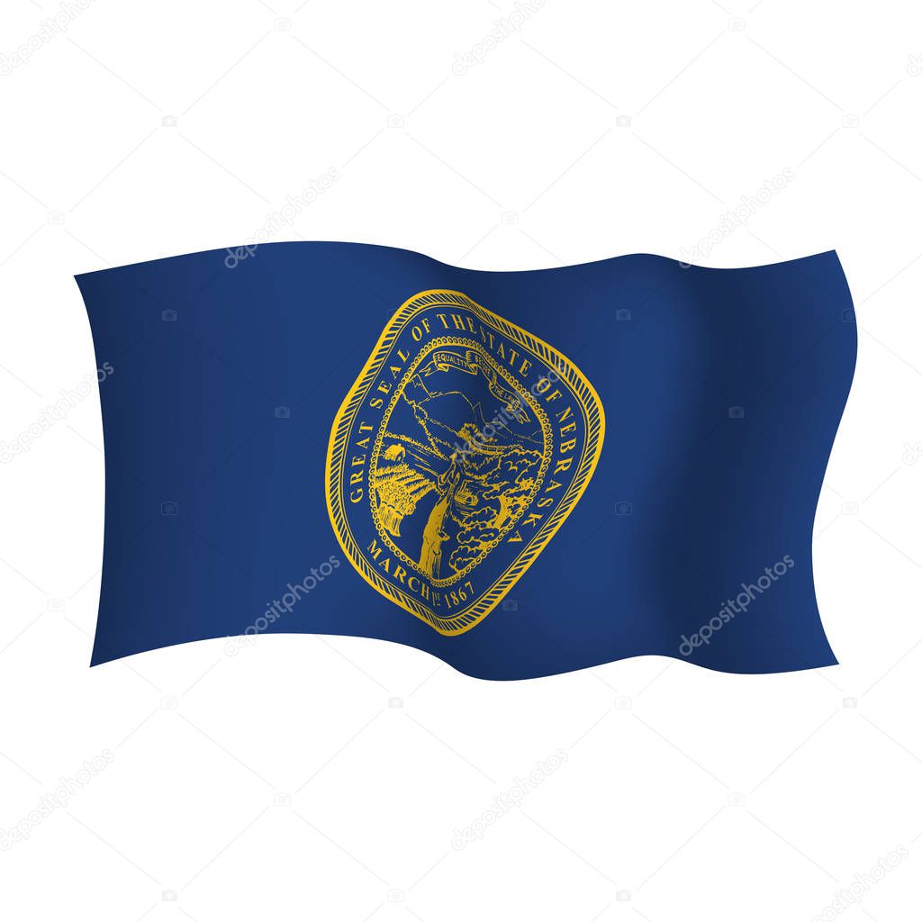 Nebraska waving vector flag. Vector illustration. United States 