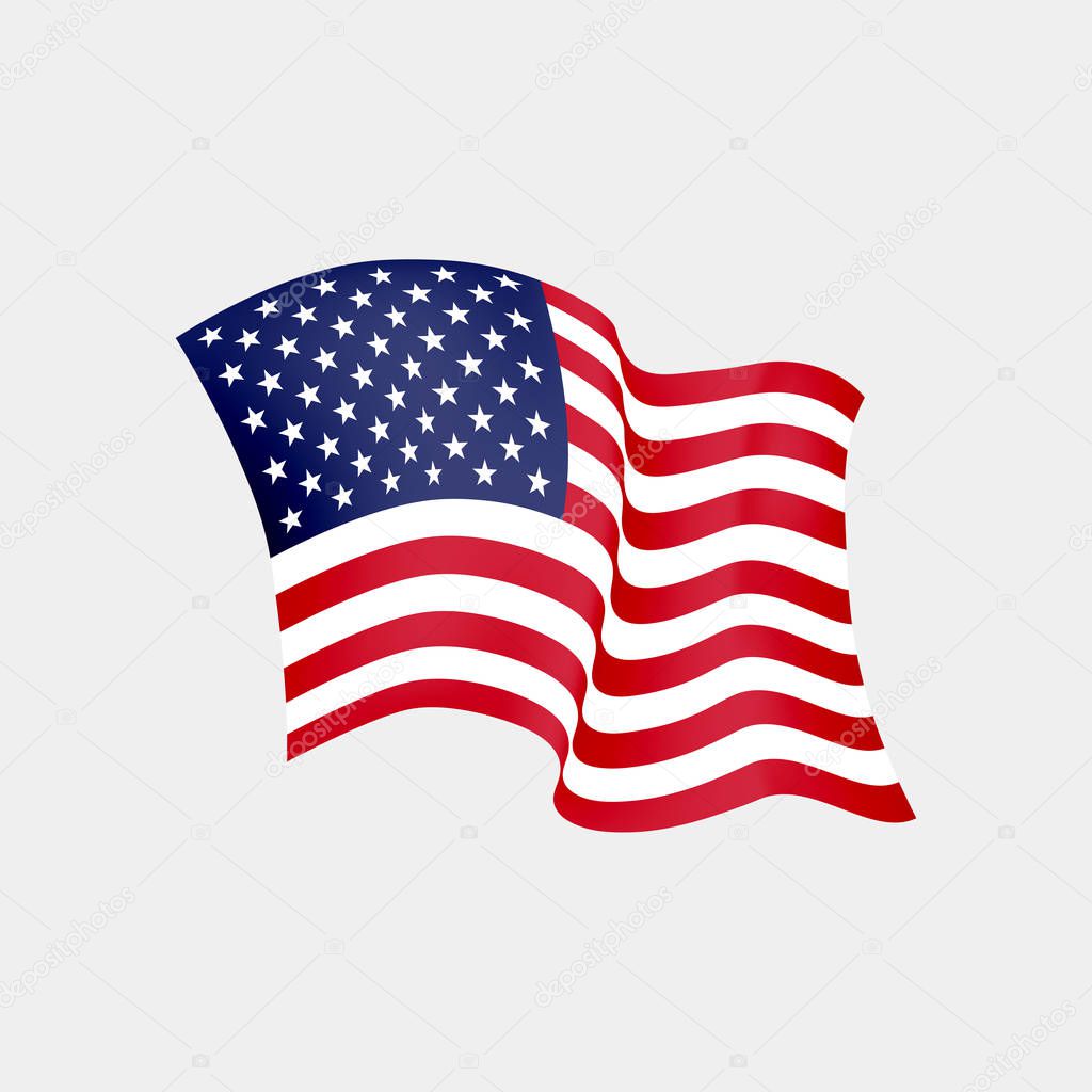 United States of America waving flag. Vector illustration. US wa