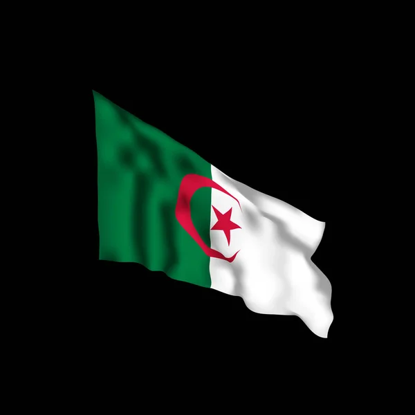 Алжирский флаг на ветру. Векторная иллюстрация Алжир — стоковый вектор