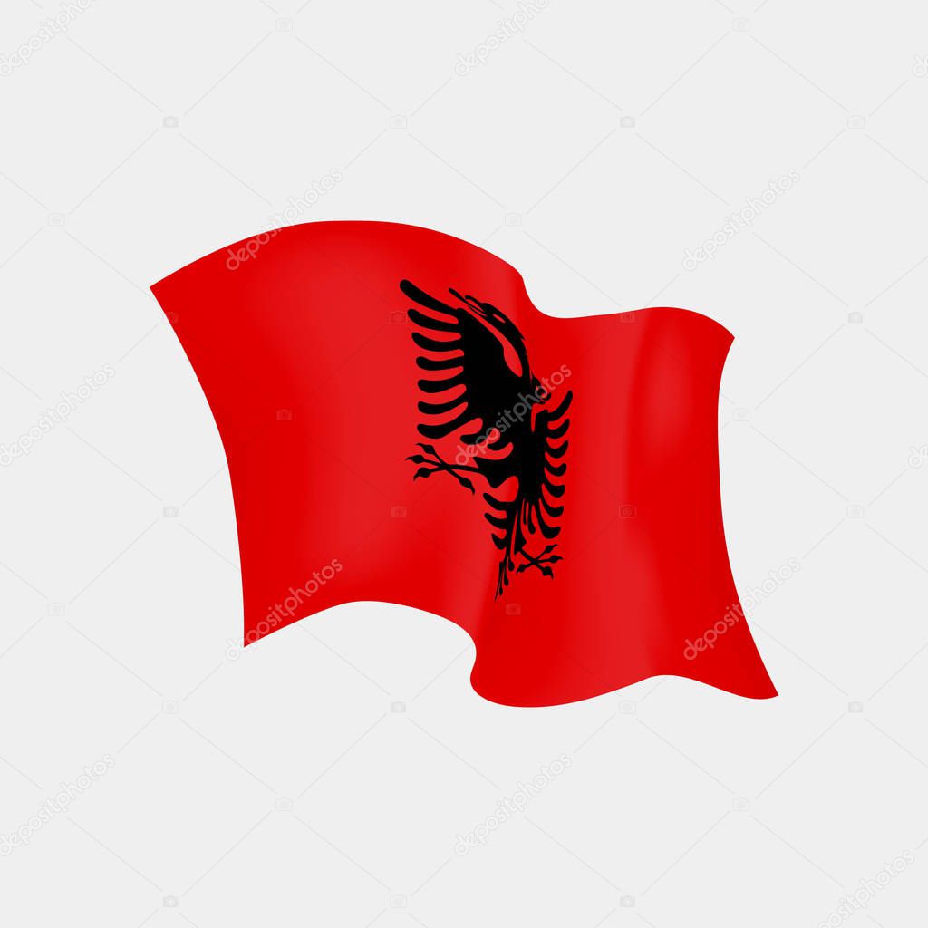 Albania fluttering flag. Vector illustration Tirana