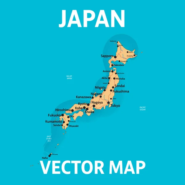 Mapa vectorial de Japón con ciudades y carreteras en capas separadas — Vector de stock