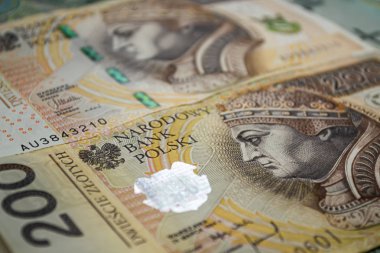 Lehçe zloti banknotlar arka plan. İki yüz zloti banknot. 