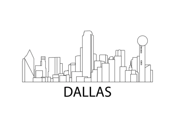 Στον ορίζοντα του Ντάλας. Απεικόνιση διανύσματος. Ντάλας, Τέξας, Ηνωμένες Πολιτείες — Διανυσματικό Αρχείο
