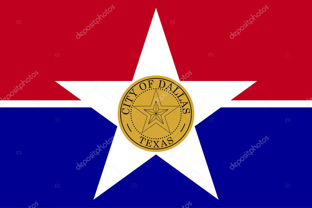 Flag of Dallas, Texas, United States of America. Vector illustra