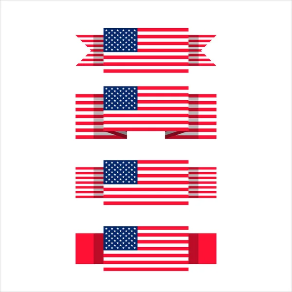 Wektor zestaw flag Stanów Zjednoczonych z różnych wstążek — Wektor stockowy