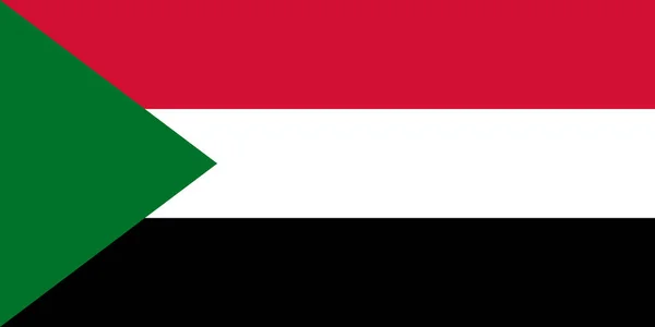 Bandera nacional de Sudán. Ilustración vectorial. Jartum. — Vector de stock