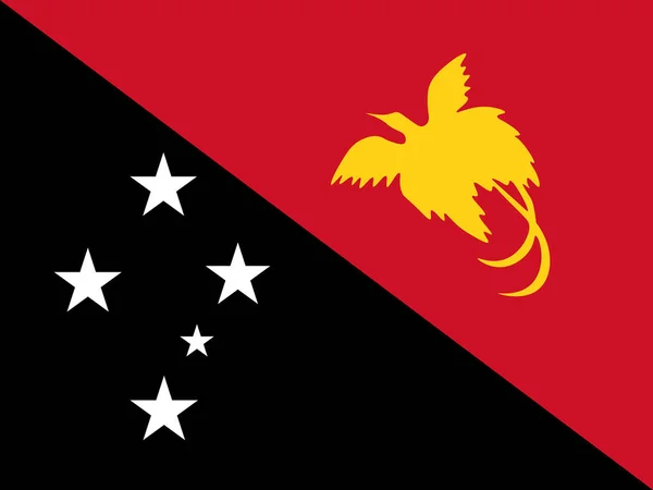 Národní vlajka Papuy-Nové Guiney. Vektorová ilustrace. Přístav Moresb — Stockový vektor