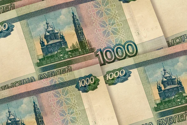 Банкноты в российских рублях фон. 1000 руб. — стоковое фото