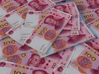 Çin para birimi. 100 Çin renminbi arka plan. Makro