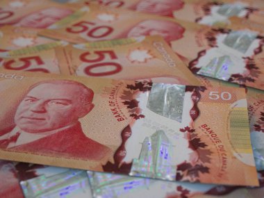 Cad. Kanada para birimi arka planı. Yakın çekim fotoğraf. Can Doları