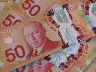 Cad. Kanada para birimi arka planı. Yakın çekim fotoğraf. Can Doları