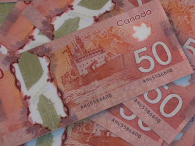 Cad. Kanada para birimi arka planı. Yakın çekim fotoğraf. Can Doları