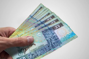 El tutan Mısır Poundu. Egp. Mısır Para Birimi.