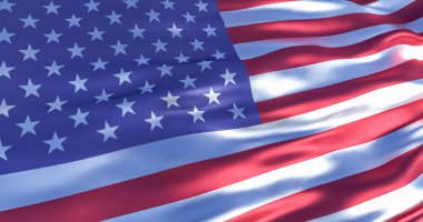 Amerika Birleşik Devletleri'nin ipek bayrağı. Rüzgarda Eski Glory, co