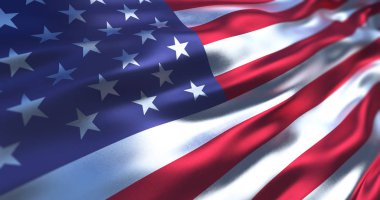 Amerika Birleşik Devletleri'nin ipek bayrağı. Rüzgarda Eski Glory, baba