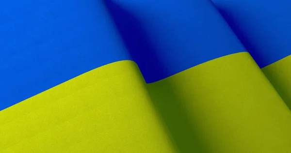 Vlag van Oekraïne. Wuivende vlag patriottische achtergrond met lens flar — Stockfoto
