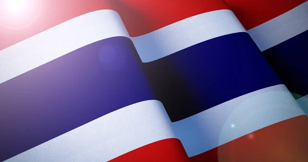 Flag of Thailand. Waving flag patriotic background with lens fla